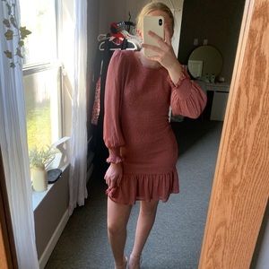 Storia, Marvelous Mauve, Mini Bodycon Dress, Long Bishop Sleeves, Size Small